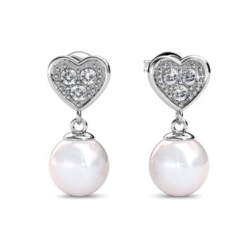 Boucles d'oreilles Pearl Heart - Argenté et Cristal 2