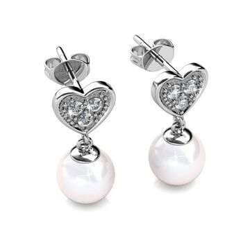 Boucles d'oreilles Pearl Heart - Argenté et Cristal 3