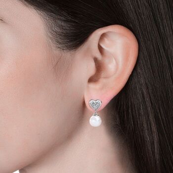 Boucles d'oreilles Pearl Heart - Argenté et Cristal 5