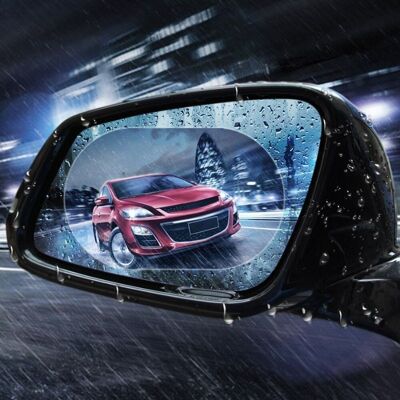 PELÍCULA IMPERMEABLE: Pack de 2 Películas Protectoras para Espejo Retrovisor Antilluvia y Antivaho (95-135 mm)