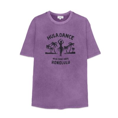 Camisetas de baile Hula de trastorno francés lavadas de color morado para hombre