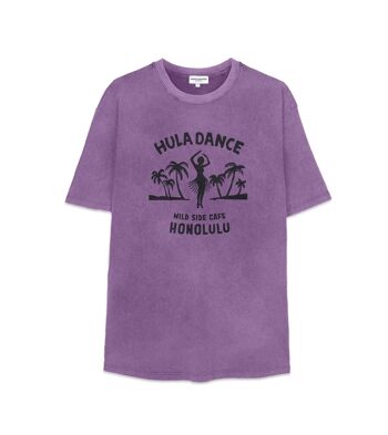 T-shirts violets délavés French Disorder Hula Dance pour hommes 1