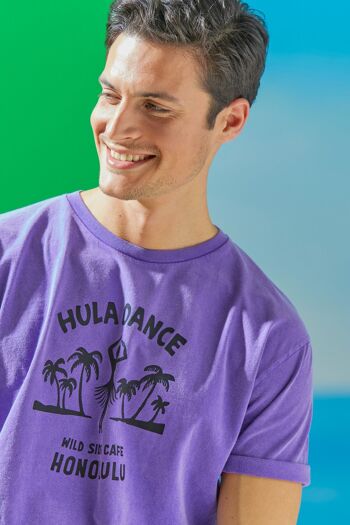 T-shirts violets délavés French Disorder Hula Dance pour hommes 5