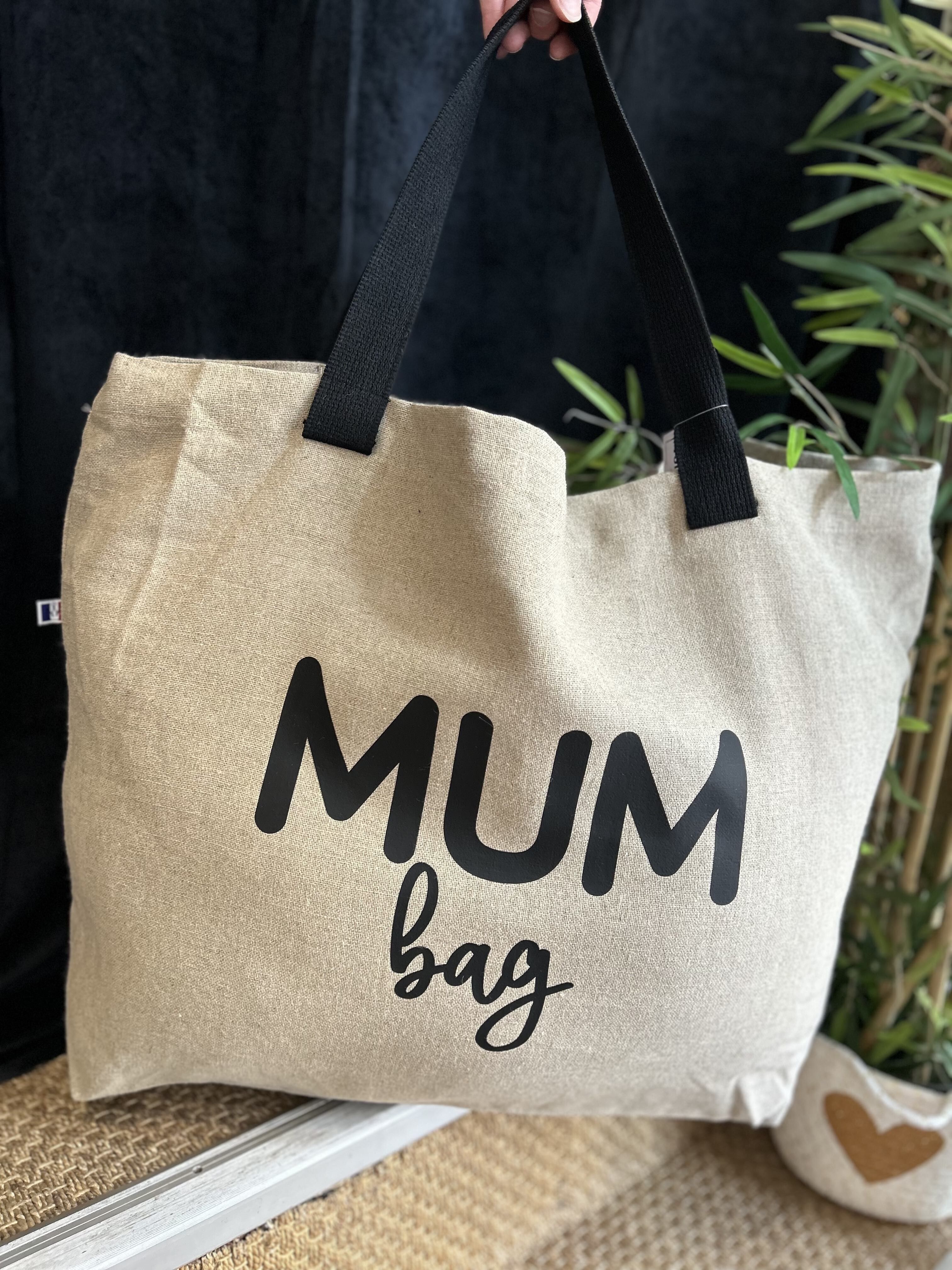 Borsa grande in lino "MUM bag" - Festa della Mamma