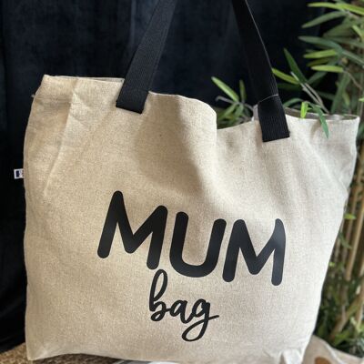 Large linen tote bag "MUM bag" - Mother's Day