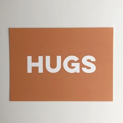 Carte postale de voeux HUGS avec message manuscrit