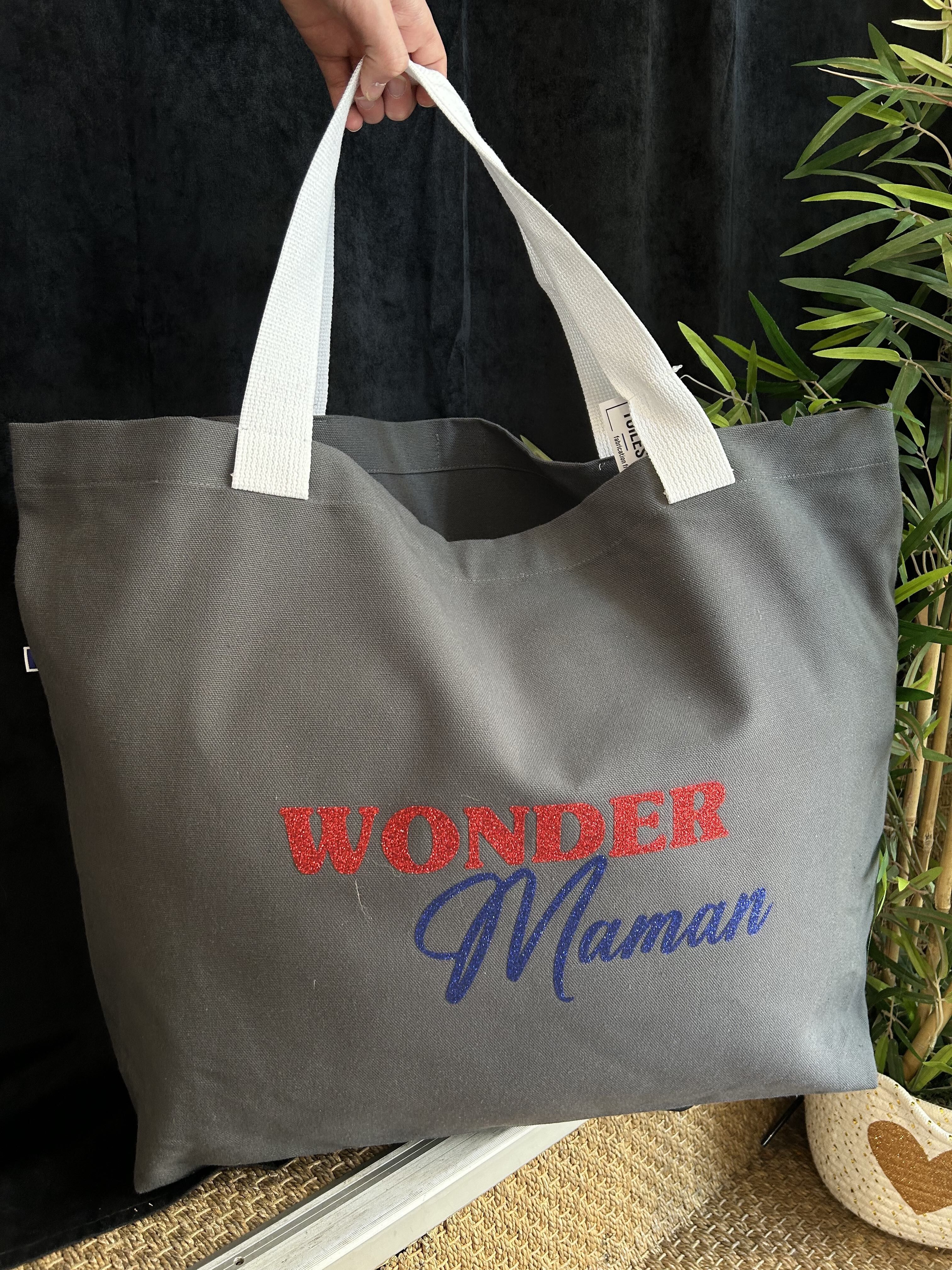 Borsa shopping grande "Wonder Maman" antracite - Festa della Mamma