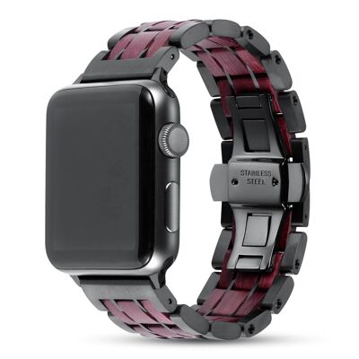 Apple Watch Armband – Amaranthholz und schwarzer Stahl