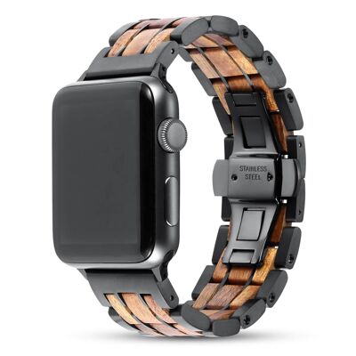 Apple Watch Armband – Koaholz und schwarzer Stahl