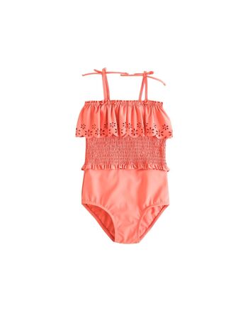 Maillot de bain fille corail à volant K07-23402021 2