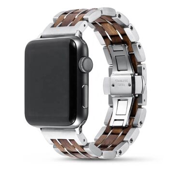 Bracelet Apple Watch - Bois de Noyer et Acier 1