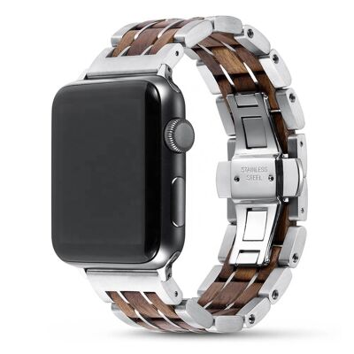 Bracciale Apple Watch - Legno di noce e acciaio