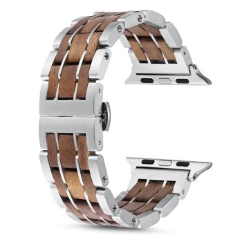 Bracelet Apple Watch - Bois de Noyer et Acier 2