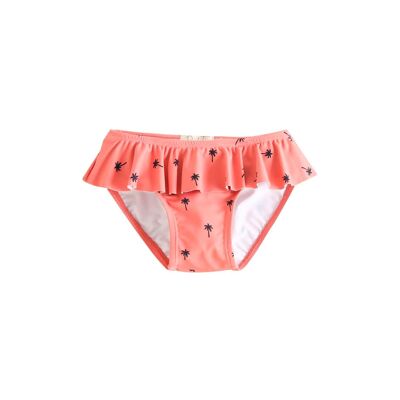 Baby girl's swimsuit bottoms coral and black palm trees K13-23404012