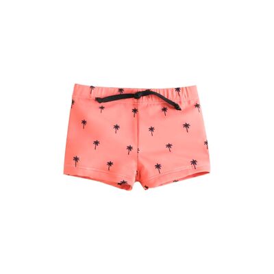 Baby boy swimsuit coral and print with black palm trees K15-23404034