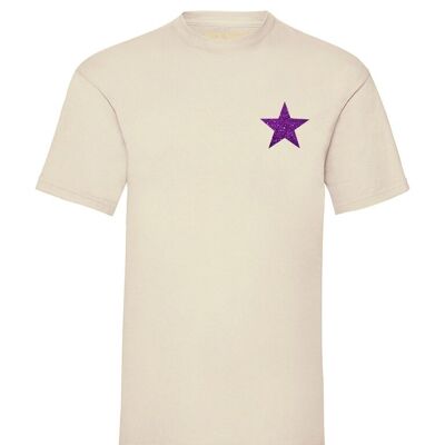 Camiseta Estrella Glitter Morado Pecho