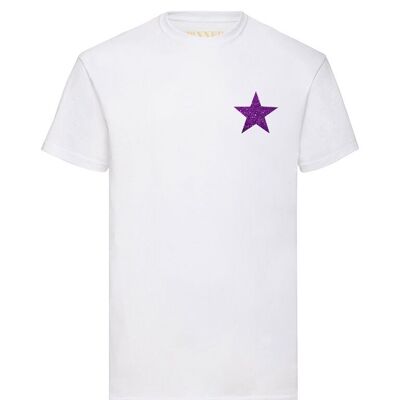 Camiseta Estrella Glitter Morado Pecho