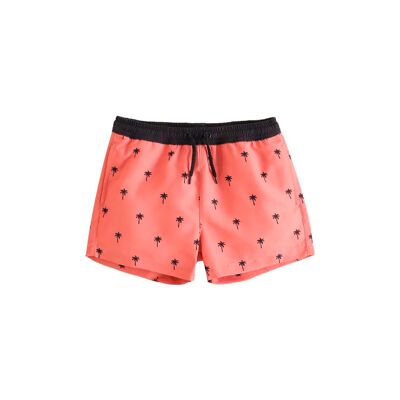 Bañador de niño color coral con estampado palmeras negras K16-23404043