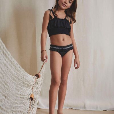 Girl's black bikini with ruffles K17-23404055