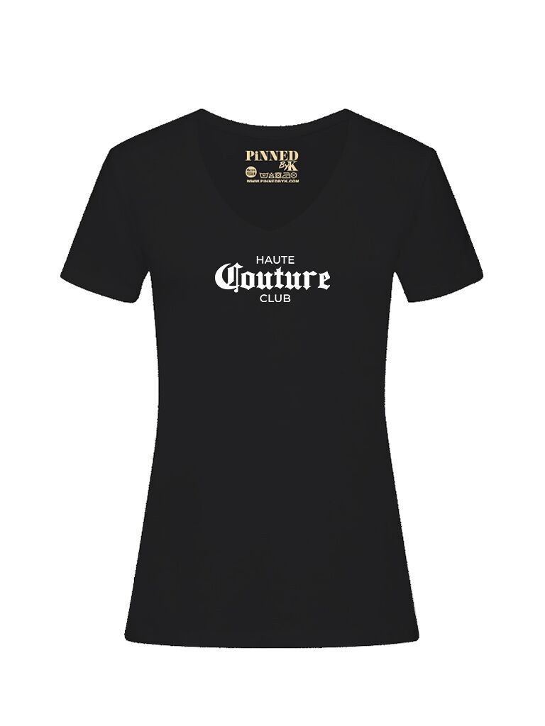T-shirt Col V Haute Couture Blanc