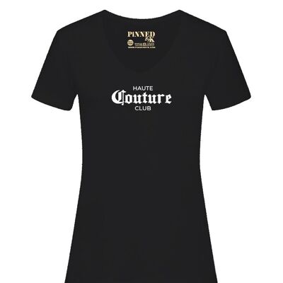 T-shirt Col V Haute Couture Blanc