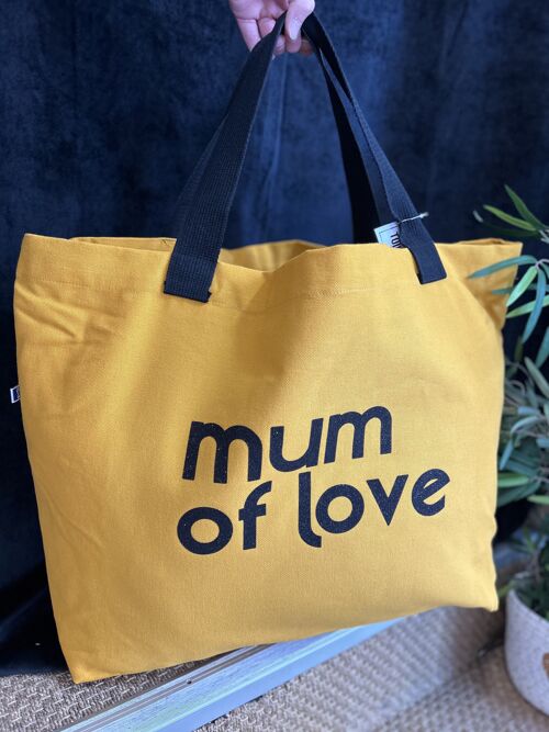 Cabas grand modèle moutarde " Mum of love" - Fête des mères