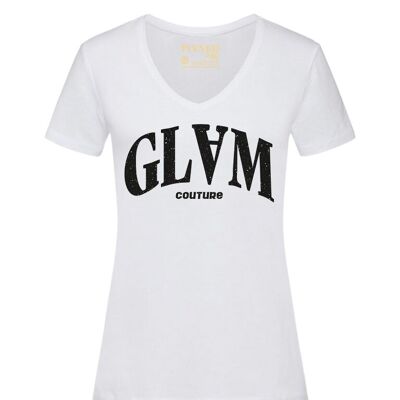 T-shirt V-Neck Glam Black Glitter