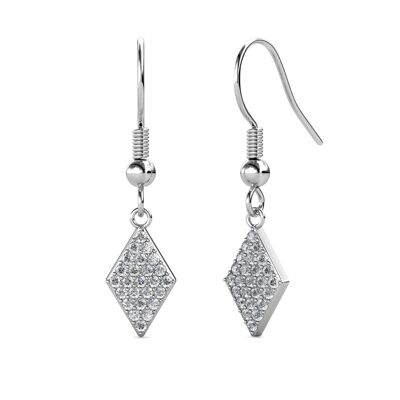 Boucles d'oreilles Rhombus - Argenté et Cristal