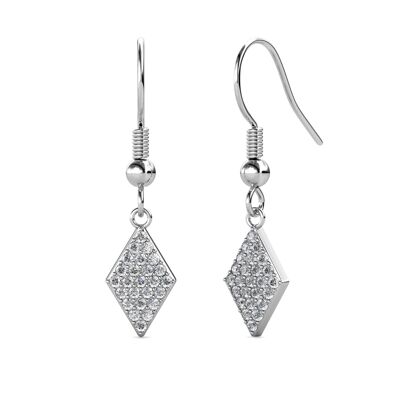 Rhombus Earrings - Silver and Crystal