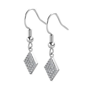 Boucles d'oreilles Rhombus - Argenté et Cristal 3