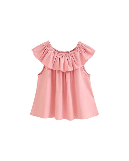 Camiseta de niña volante rosa suave K162-21405141