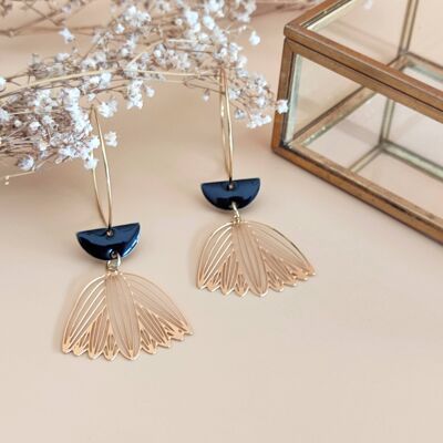 La Malicieuse black half moon hoop earrings