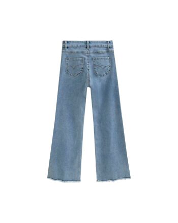 Pantalon fille en denim bleu délavé K177-25414035 2