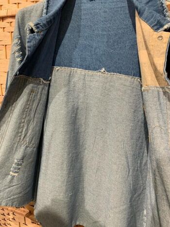 Veste en jean patchwork en coton italien pour femme 7