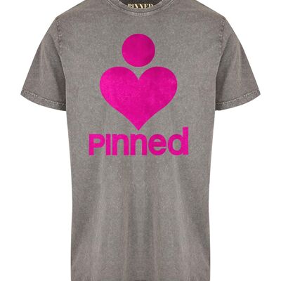 T-shirt lavata PiNNED Velluto rosa fluo