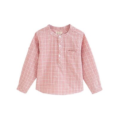 Gingham boy's shirt in soft coral K25-29405203