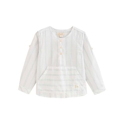 Maglia da bambino bianca con righe verdi K31-29406073