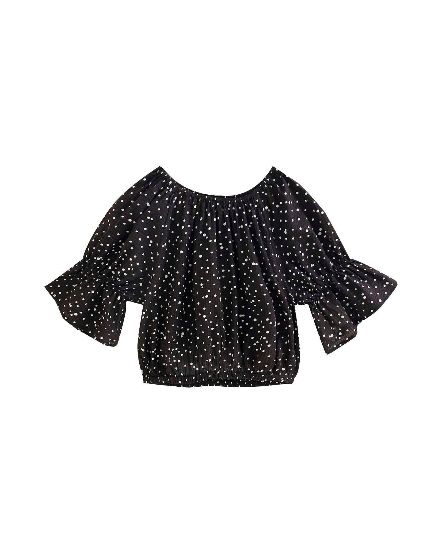 Black girl top with white polka dots K33-29410045