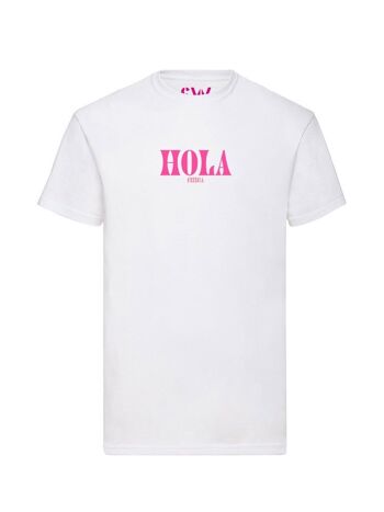 T-shirt Velours Rose Hola Chica 1