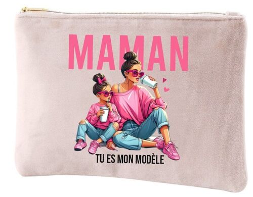 Trousse velours "Maman tu es mon modèle", spécial fête des mères