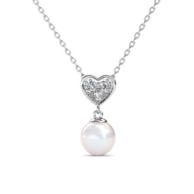 Pearl Heart Pendants - Silver and Crystal