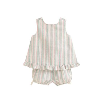 Baby girl's green and pink striped Jesusito K158-21412192