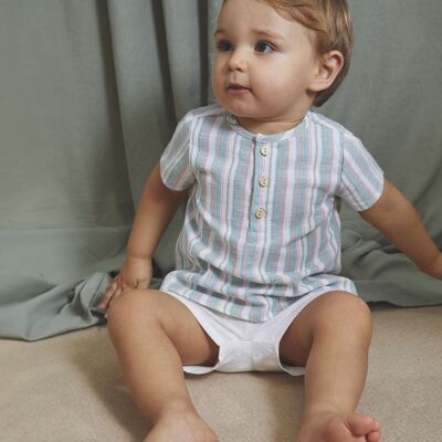 Baby boy set with green and pink stripes K193-21412204