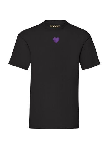 T-shirt Coeur Glitter Violet 1