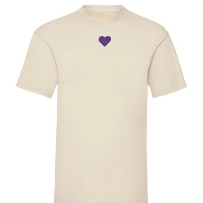 T-shirt Coeur Glitter Violet