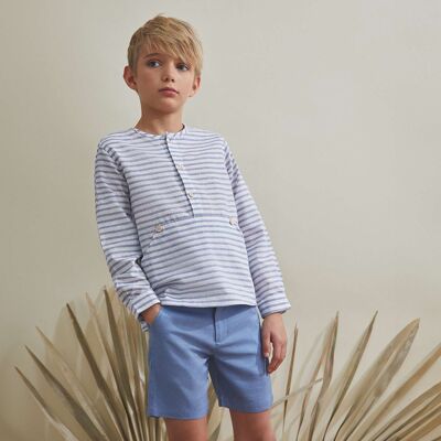 Camisa de niño de rayas azules y blancas K131-21414053
