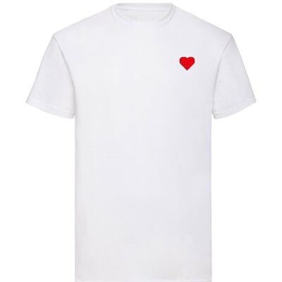 Rotes Samt-T-Shirt mit Herzmotiv auf der Brust