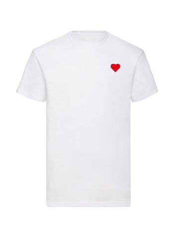 T-shirt poitrine coeur en velours rouge 1