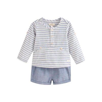 Conjunto de bebé niño rayas blancas y azules K138-21414124