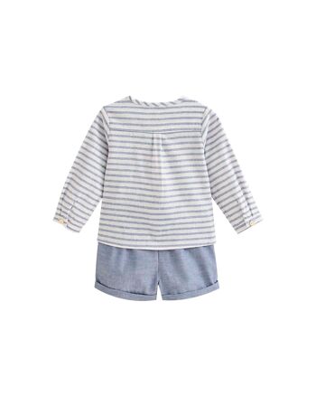 Ensemble bébé garçon rayures blanches et bleues K138-21414124 2